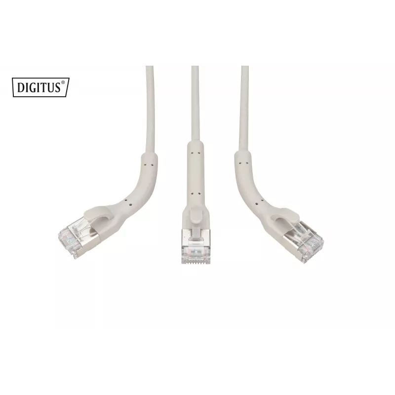 DIGITUS CAT 6A F/FTP Angled RJ-45 Patch Cable, Vask, 0.3 m, Hall, 10-Pack
