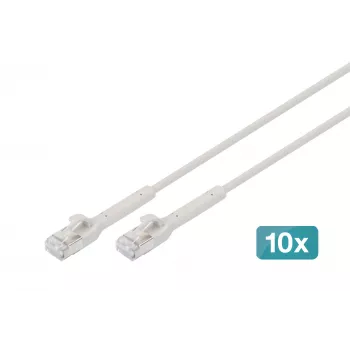 DIGITUS CAT 6A F/FTP Angled RJ-45 Patch Cable, Vask, 0.3 m, Hall, 10-Pack