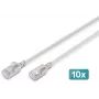 DIGITUS CAT 6A F-FTP õhuke patch-kaabel, 1 m, hall, 10-pakk, LSZH, 10Gbps