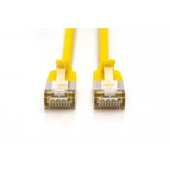 DIGITUS CAT 6A F-FTP Slim Patch Cable, 1 m, Kollane, 10-Pack, LSZH, 10 Gbps, 500 MHz