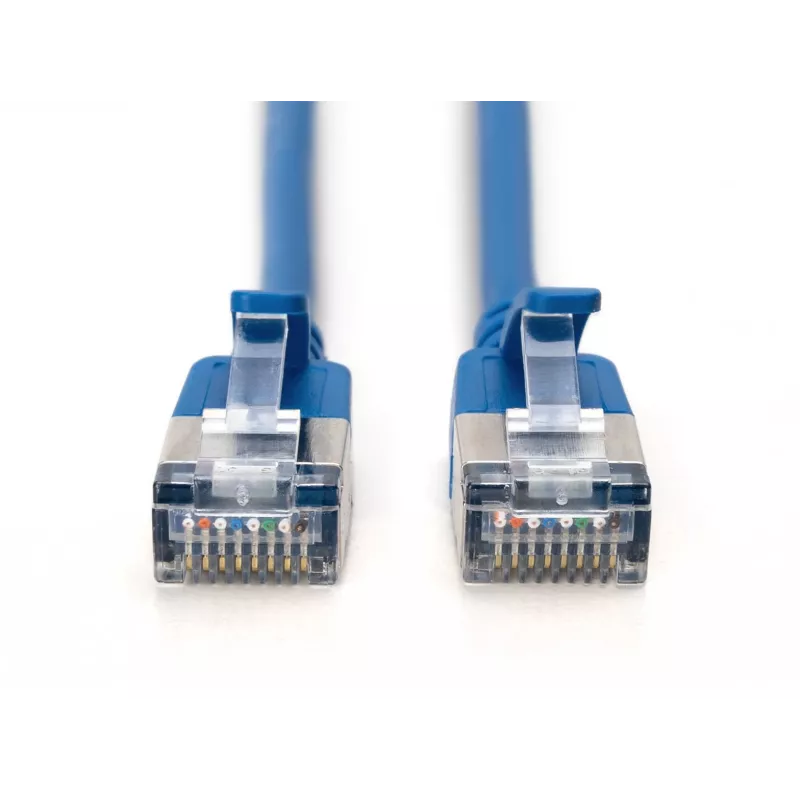 DIGITUS CAT 6A F/FTP õhuke patch-kaabel, 5 m, sinine, 10-pack, 10 Gbps, LSZH, kullatud RJ45