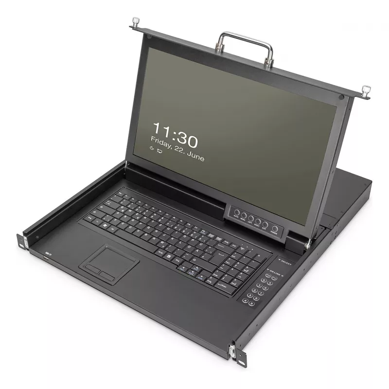DIGITUS Modular Console 17 inch HD LCD, 16-Port VGA KVM, Saksa klaviatuuripaigutus
