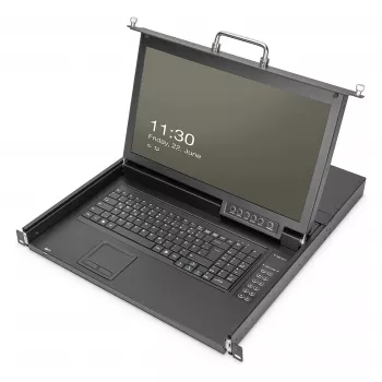 DIGITUS Modular Console 17 inch HD LCD, 8-Port CAT5 KVM, Saksa klaviatuur