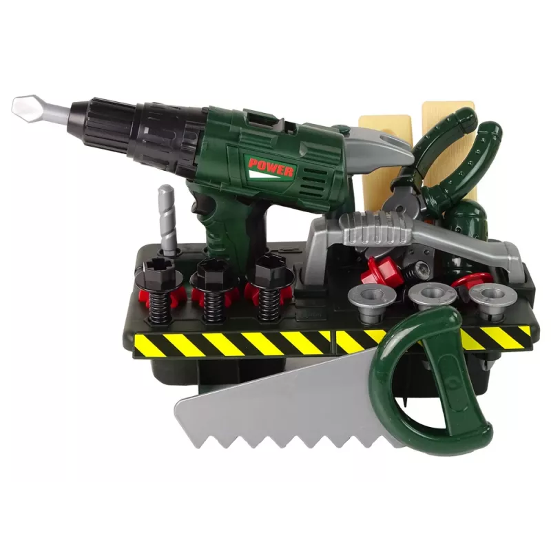 Meistrikomplekt patareiga kruvikeeraja ja korraldajaga, roheline, 13473 Lean Toys