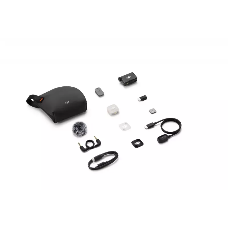 DJI Mic Mini 2S juhtmevaba mikrofonsüsteem (1 TX + 1 RX) - 2,4GHz digitaalne, 32-bitine ujukoma salvestus, 250m ulatus, OLED-puuteekraan, magnetklamber, kaameratele ja nutitelefonidele