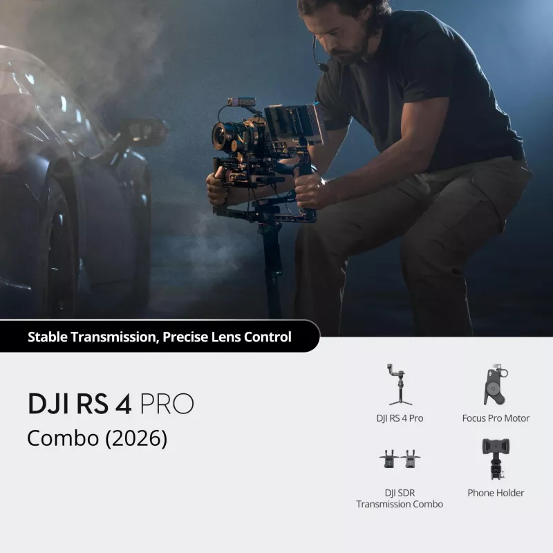 DJI RS 4 Pro Combo 2026 Gimbal Stabilisaator koos pildiedastuse ja Focus Pro mootoriga