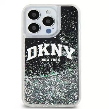 DKNY Apple iPhone 15 Pro 6.1 kõva kate Liquid Glitter Big Logo must