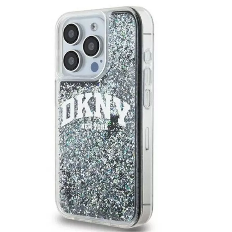 DKNY Apple iPhone 15 Pro 6.1 kõva kate Liquid Glitter Big Logo must