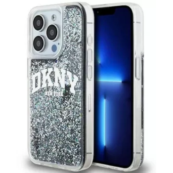 DKNY Apple iPhone 15 Pro 6.1 kõva kate Liquid Glitter Big Logo must