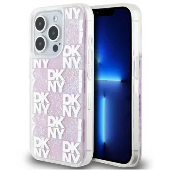 DKNY Apple iPhone 15 Pro 6.1 kõva kest Liquid Glitter Multilogo roosa