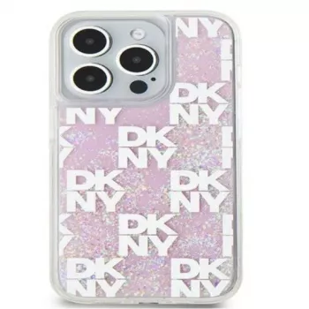 DKNY Apple iPhone 15 Pro Max 6.7 kõva ümbris Liquid Glitter Multilogo roosa