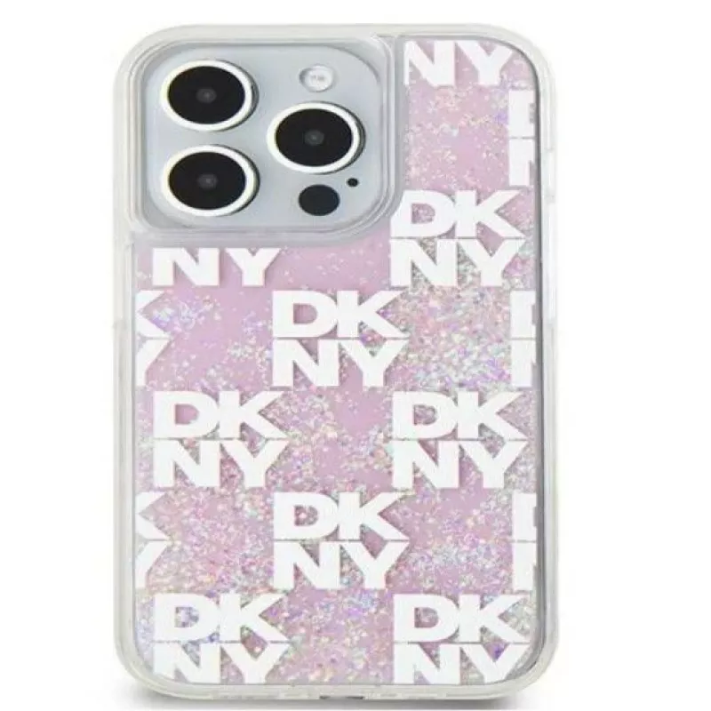DKNY Apple iPhone 15 Pro Max 6.7 kõva ümbris Liquid Glitter Multilogo roosa
