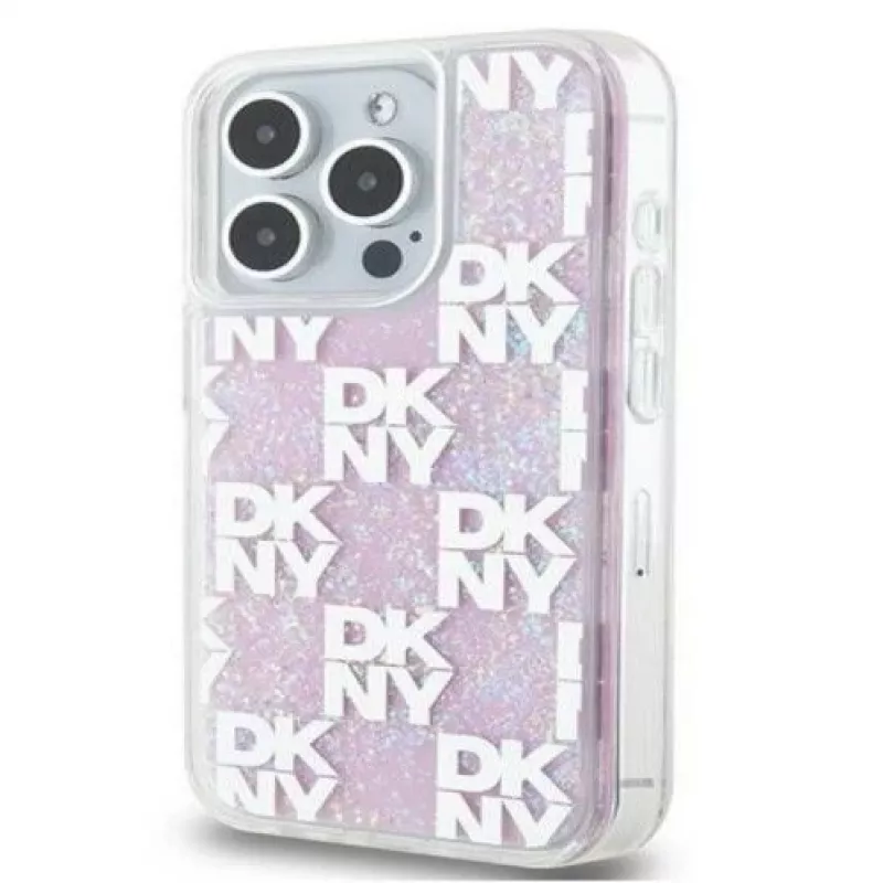 DKNY Apple iPhone 15 Pro Max 6.7 kõva ümbris Liquid Glitter Multilogo roosa