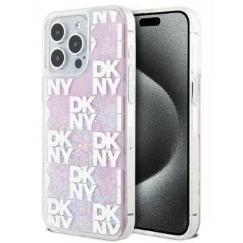 DKNY Apple iPhone 15 Pro Max 6.7 kõva ümbris Liquid Glitter Multilogo roosa