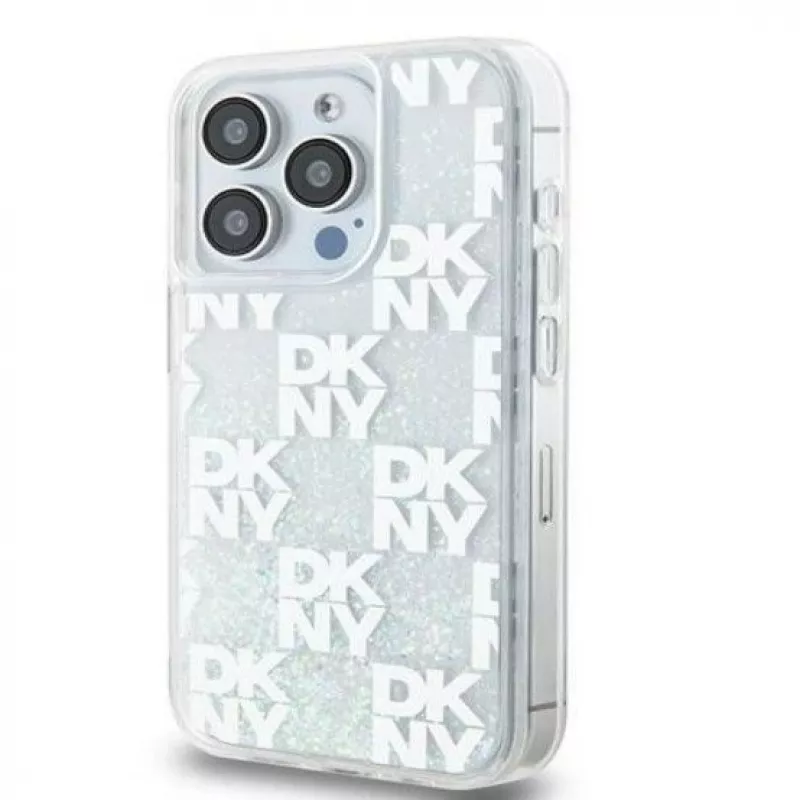 DKNY Apple iPhone 15 Pro Max 6,7 inch kõva kest Liquid Glitter Multilogo Valge