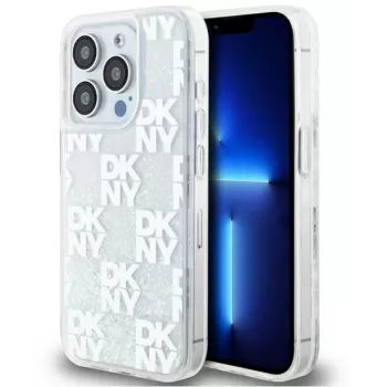 DKNY Apple iPhone 15 Pro Max 6,7 inch kõva kest Liquid Glitter Multilogo Valge