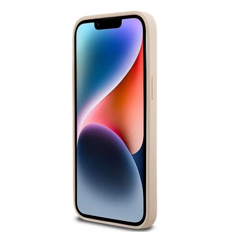 DKNY Nahkkorpus ruudulise mustri ja trükitud triipudega iPhone 14 Pro Maxile - Roosa