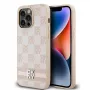DKNY Nahkkorpus ruudulise mustri ja trükitud triipudega iPhone 14 Pro Maxile - Roosa