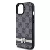 DKNY nahast ruudulise mono-mustri ja trükitud triipudega ümbris iPhone 15/14/13 jaoks - must