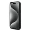 DKNY nahast ruudulise mono-mustri ja trükitud triipudega ümbris iPhone 15/14/13 jaoks - must