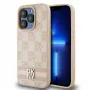 DKNY nahast ruuduline mono muster ja trükitud triibud ümbris iPhone 15 Pro Max jaoks - roosa