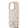 DKNY Leather Checkered Mono Pattern & Printed Stripes Case for iPhone 15 Pro - Roosa