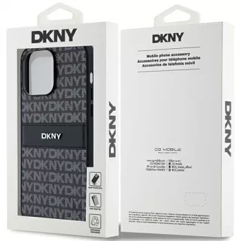 DKNY Leather Mono Stripe & Metal Logo Case for iPhone 14 Pro Max - Must