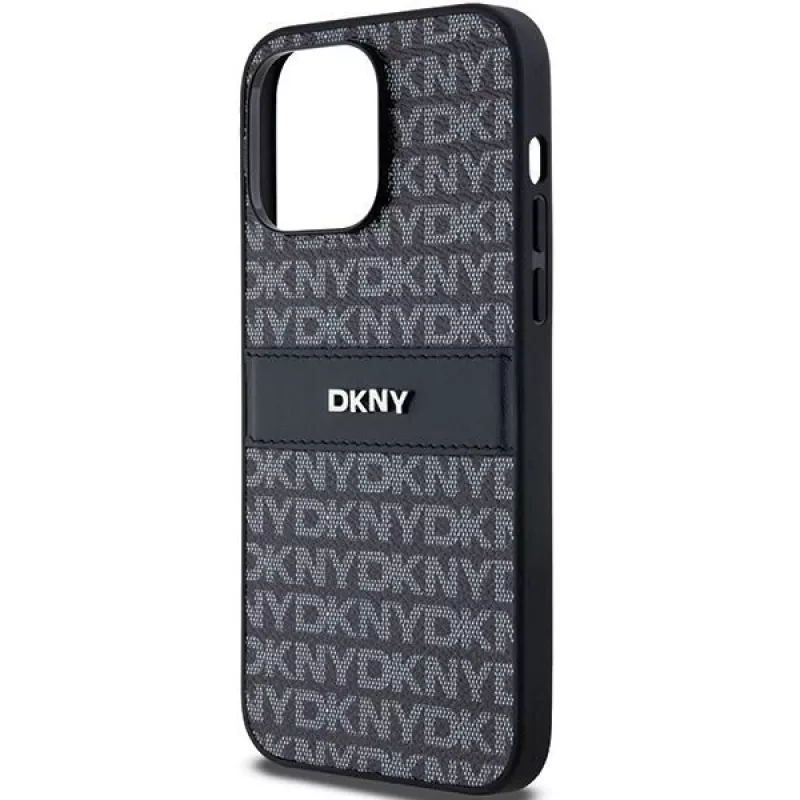 DKNY Leather Mono Stripe & Metal Logo Case for iPhone 14 Pro Max - Must