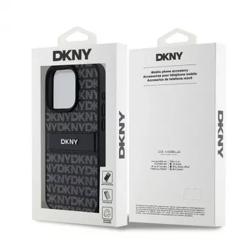 DKNY Leather Mono Stripe & Metal Logo Case for iPhone 15 Pro - Must
