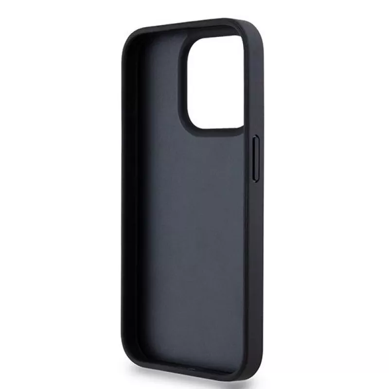 DKNY Leather Mono Stripe & Metal Logo Case for iPhone 15 Pro - Must