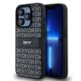 DKNY Leather Mono Stripe & Metal Logo Case for iPhone 15 Pro - Must