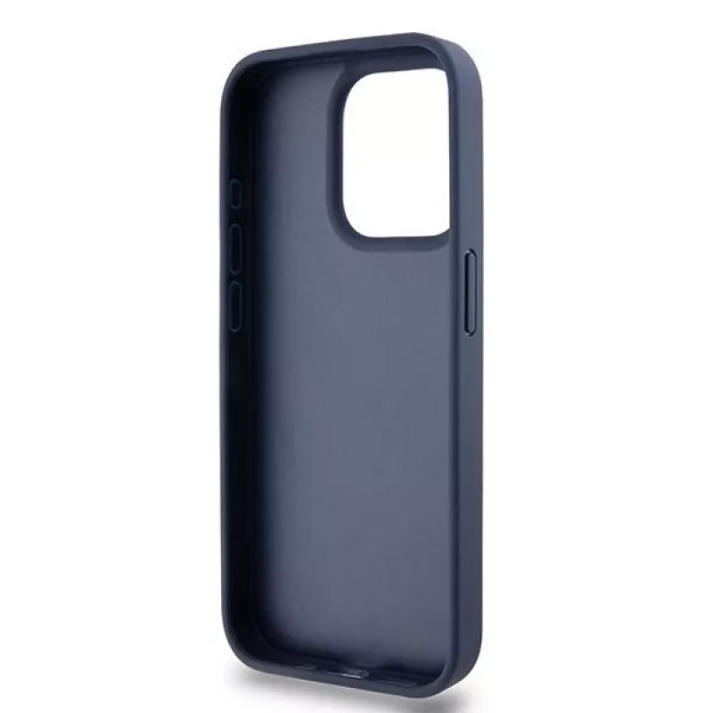 DKNY Leather Mono Stripe & Metal Logo Case for iPhone 15 Pro - Sinine