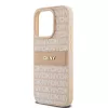 DKNY Leather Mono Stripe & Metal Logo Case for iPhone 15 Pro - Roosa
