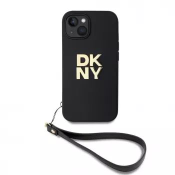 DKNY PU-nahast Stack Logo randmepaelaga ümbris iPhone 13-le - must