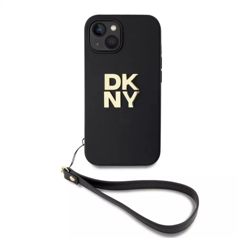 DKNY PU-nahast Stack Logo randmepaelaga ümbris iPhone 13-le - must