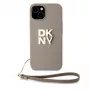 DKNY PU-nahast Stack Logo randmepaelaga ümbris iPhone 13 Pro Max jaoks, beež
