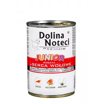 DOLINA NOTECI Premium Junior Rich in Beef Hearts - märg koeratoit - 400 g