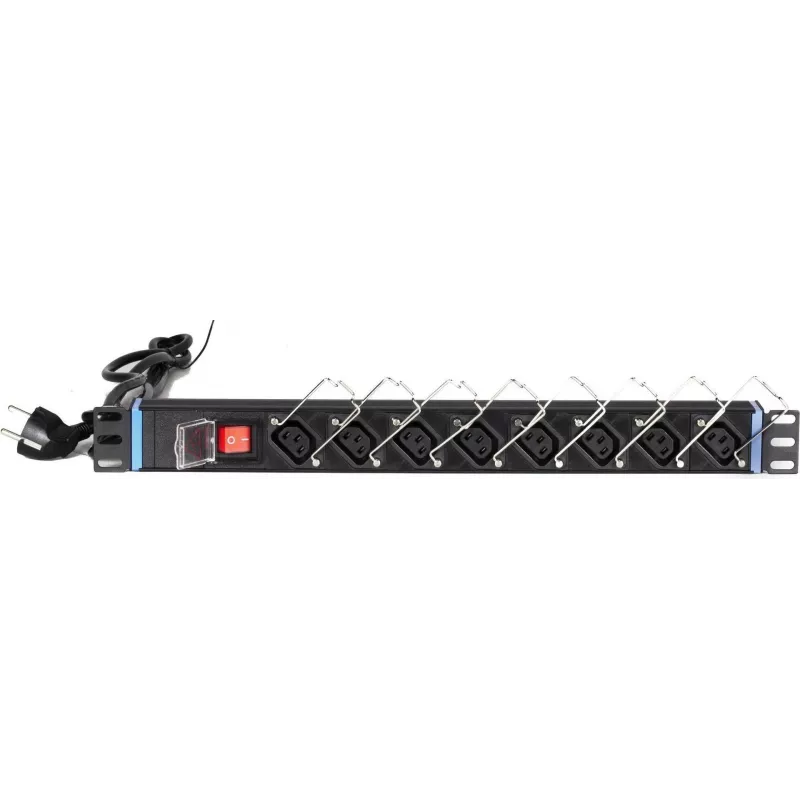 DSIT DS-8PDU-C13 Toitejaotuspaneel – 1U Rackmount PDU, 8x IEC C13 väljundit, 10A 250V, 2m kaabel, must