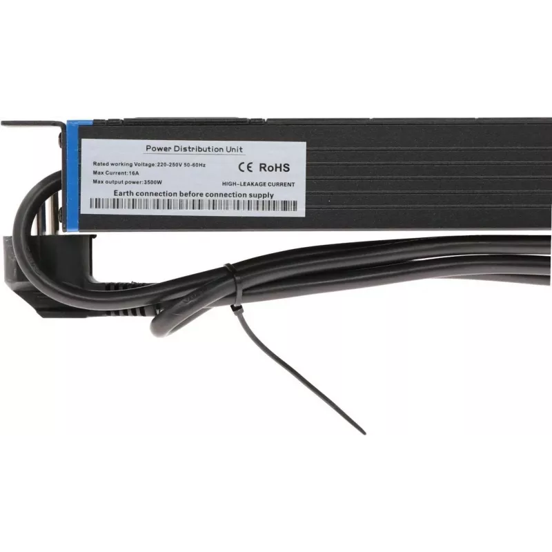 DSIT DS-8PDU-C13 Toitejaotuspaneel – 1U Rackmount PDU, 8x IEC C13 väljundit, 10A 250V, 2m kaabel, must