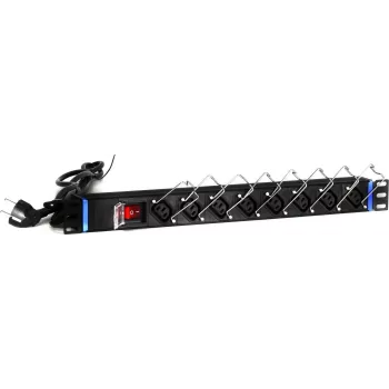 DSIT DS-8PDU-C13 Toitejaotuspaneel – 1U Rackmount PDU, 8x IEC C13 väljundit, 10A 250V, 2m kaabel, must