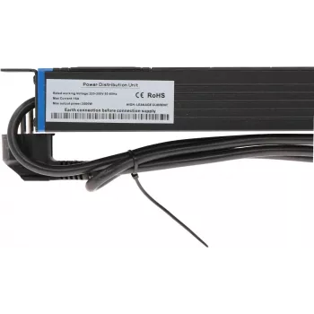 DSIT DS-8PDU-C14 1U rack PDU 8x C13 pistikupesa C14 pistik 10A 2300W 2m must