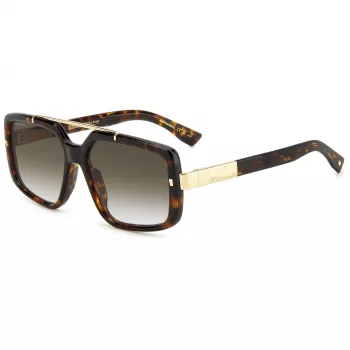 DSQUARED2 D2-0120-S-086 Meeste päikeseprillid, tumedad Havana raamid, hallid läätsed, 57 mm