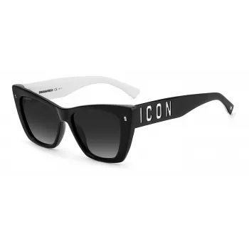 DSQUARED2 ICON0006S80S Naiste Päikeseprillid - Must atsetaatraam, Hall lääts, 53mm
