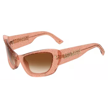 DSQUARED2 Naiste päikeseprillid D2-0118-S-733 Must ruudukujuline atsetaatraam Hall gradientlääts 57mm