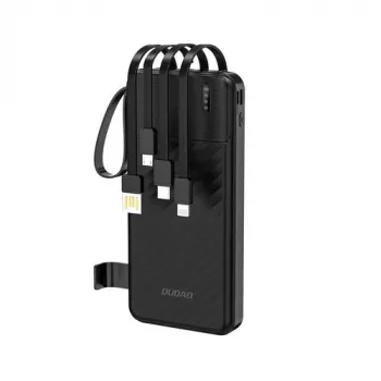 Dudao K11 10000mAh Powerbank with Built-in Cables Black