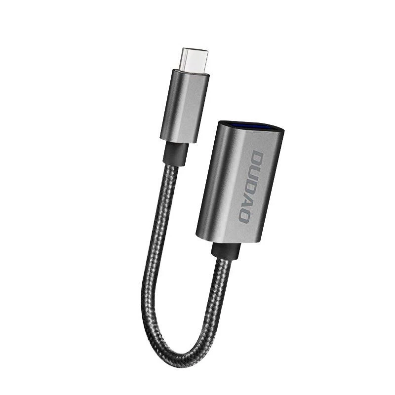 Dudao L15T OTG USB 2.0 to USB Type-C Adapter Cable, Gray, 15 cm