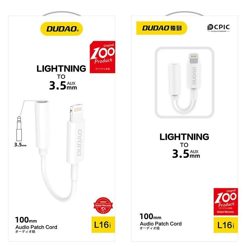 Dudao L16i Audio Adapter Lightning to 3.5mm White