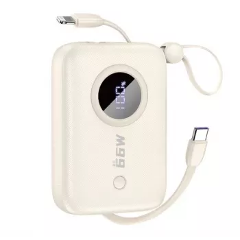 Dudao PD22.5W sisseehitatud kaabliga kiirlaadimise akupank 10000mAh Valge