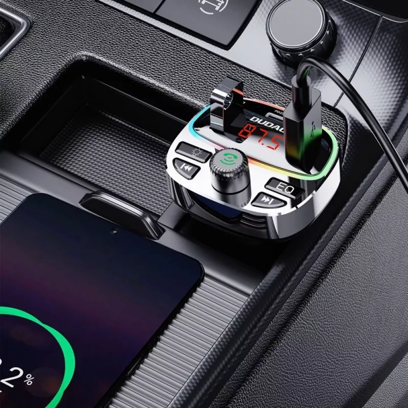 Dudao R2PRO+ Auto FM-saatja PD25W Bluetooth 5.3 RGB laadimispordiga - must ja hõbedane