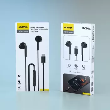 DUDAO X3C kõrvaklapid, juhtmega, USB-C, 1,2 m - must